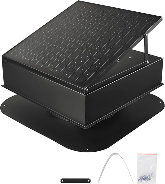 VEVOR 35W Solar Attic Fan, 2400 CFM with Auto Temp Control, Weatherproof, Low-Noise Automatic Ventilation for Attic, Shed, & Garage