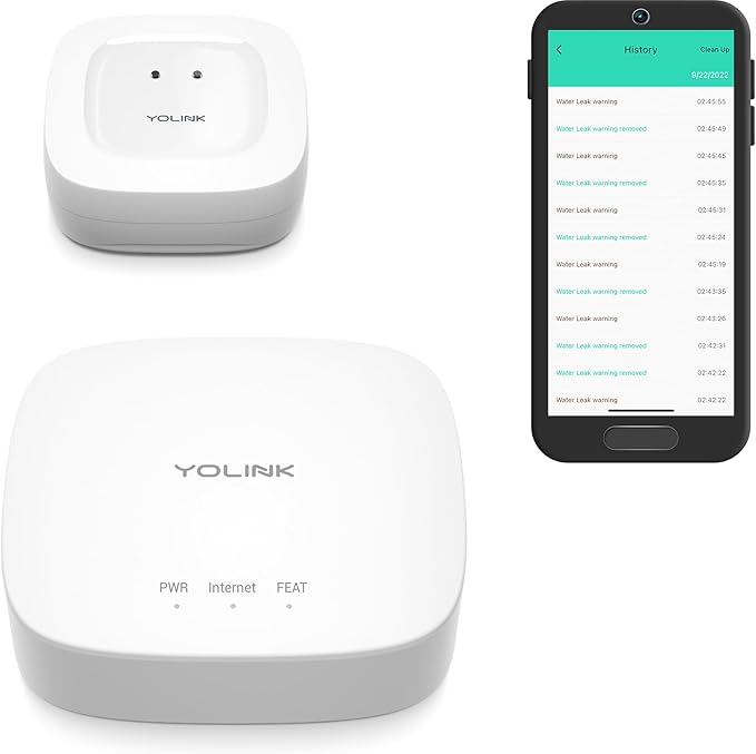 YoLink Smart Home Starter Kit: Hub & Water Leak Sensor 1, LoRa Up to 1/4 Mile Open-Air Range, SMS/Text, Email & Push Notifications, w/Alexa, IFTTT, Home Assistant