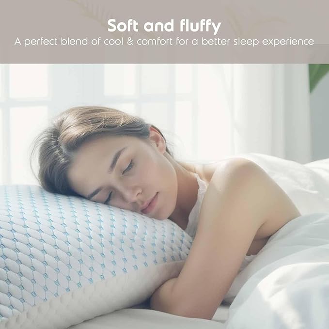Nestl Cooling Pillows Queen Size Set of 2, Luxury Shredded Memory Foam Pillows for Sleeping 2 Pack, Adjustable Cold Gel Pillow for Hot Sleepers Supportive Cool Pillow for Side Back Stomach Sleepers