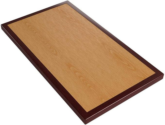 Flash Furniture Glenbrook 30" x 48" Rectangular 2-Tone High-Gloss Cherry Resin Table Top with 2" Thick Mahogany Edge