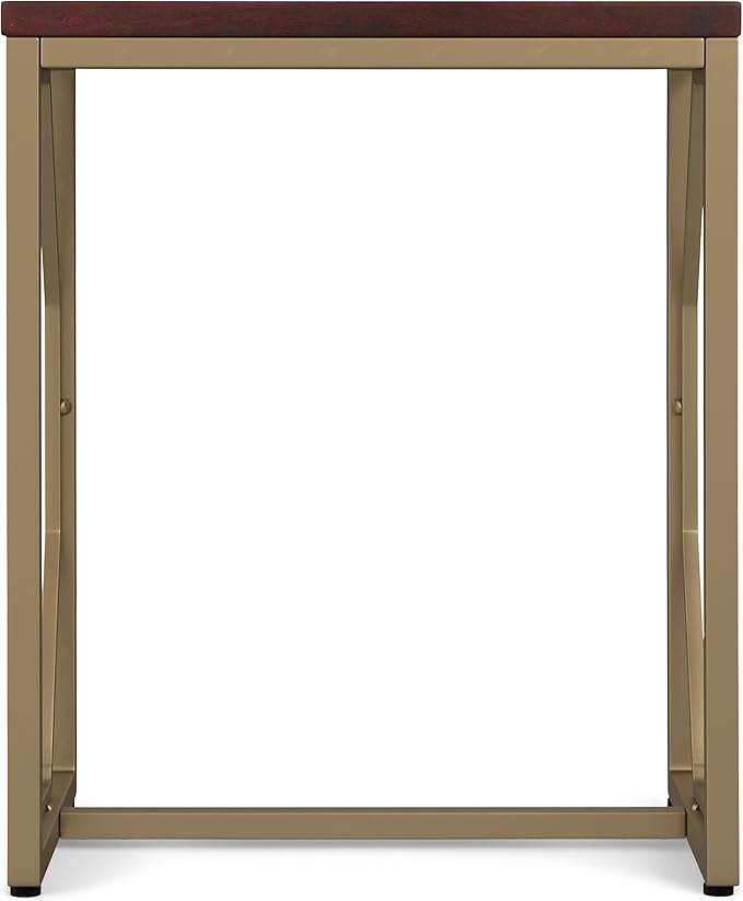 SIMPLIHOME Selma Contemporary 20 Inch Wide Metal and Wood Accent Side Table in Cognac, For the Living Room and Bedroom