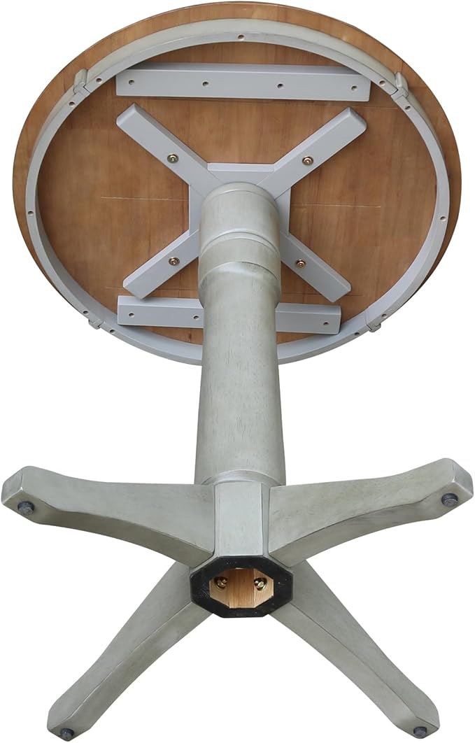 IC INTERNATIONAL CONCEPTS 30" Round Solid Wood Distressed Hickory/Stone Table-Counter Height