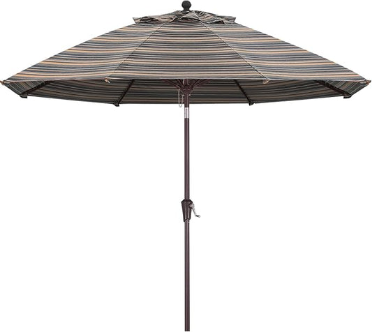 ABCCANOPY OLEFIN® 5-Year No Fading 9FT Patio Umbrella, Outdoor Table Umbrella with 8 Sturdy Ribs for Deck, Backyard, Yard (Black Gold Stripe)