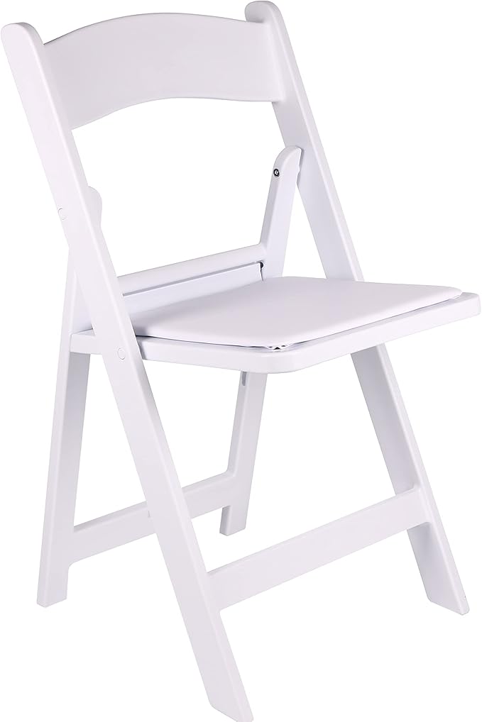 BTEXPERT White Resin Folding Event Chairs - Set of 4, 1000 lb Weight Capacity, Padded Seats, Stackable, Lightweight & Durable Indoor/Outdoor for Home Dining Party Wedding Picnic Camping Church