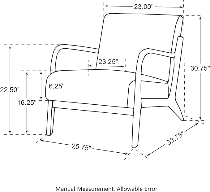 Glitzhome 30" H Mid Century Yellowish Brown Accent Armchair, Single Reading Sofa, PU Leather Lounge Chair with Walnut Ruberwood Frame for Livingroom or Office