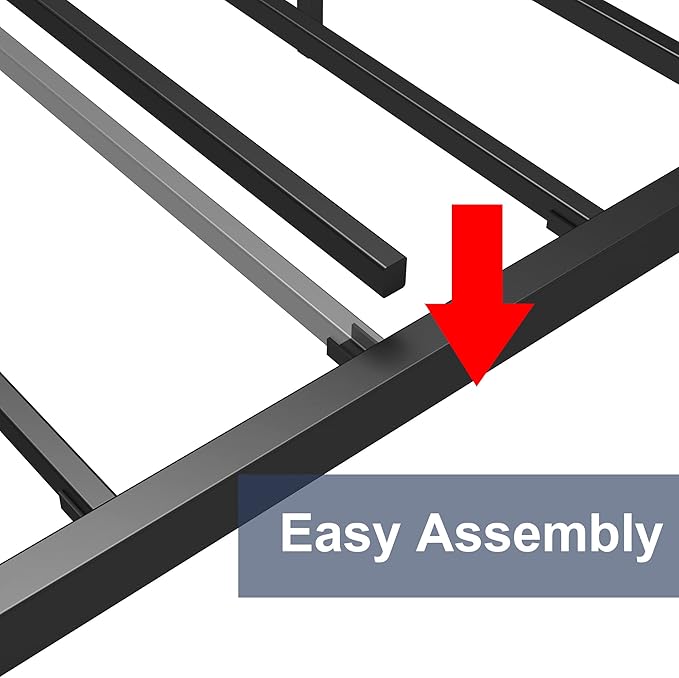LIKIMIO King Bed Frame and Headboard, Easy Assembly, Noise-Free, No Box Spring Needed, Heavy Strong Metal Support Frames, Vintage Brown