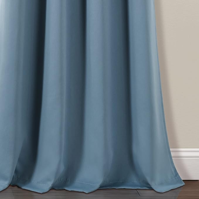 Lush Decor Insulated Grommet Blackout Window Curtain Panels, Pair, 52" W x 84" L, Dusty Blue - Classic Modern Design - Chic Window Decor - Long Curtains For Living Room, Bedroom, Or Dining Room