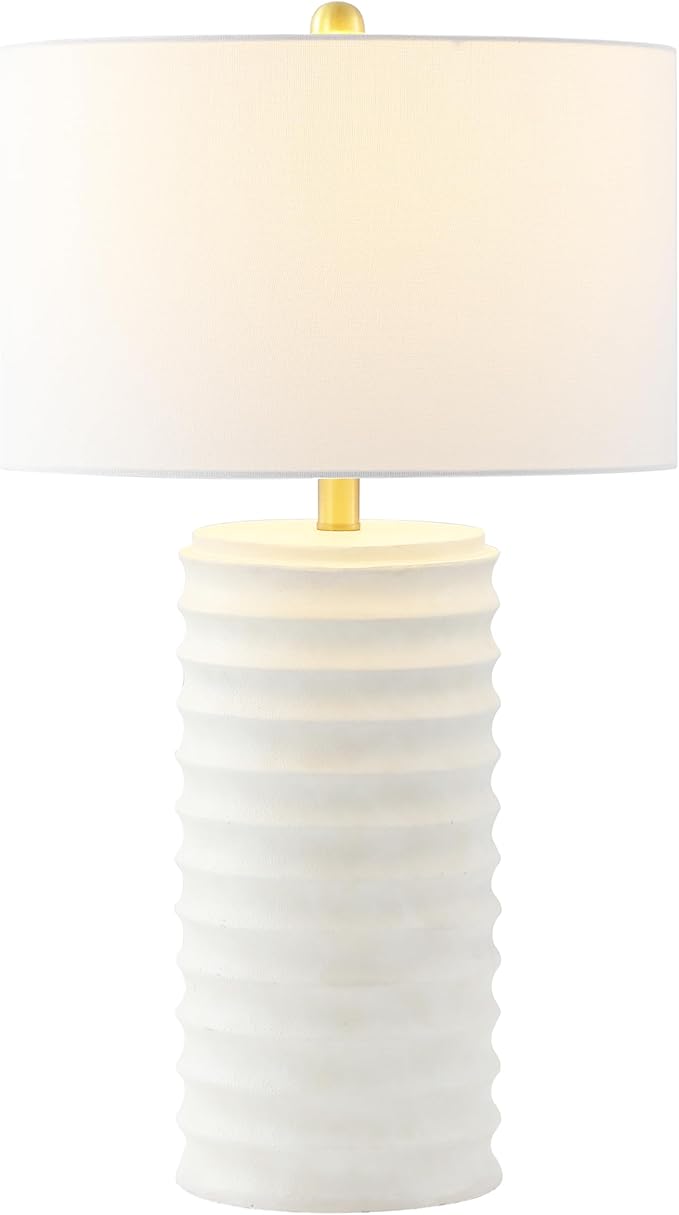SAFAVIEH Lighting Collection – Melina Bone & White Washed Distressed 29-Inch Table Lamps, Set of 2, Rustic Farmhouse Design with LED Bulbs Included (TBL4121B-SET2)