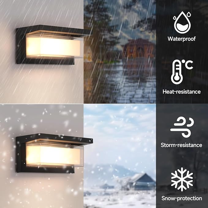 Exterior Light Fixture, Outdoor Wall Light Fixture, LED Wall Sconce 3-Color-Changeable Wall Mounted Lamps, Waterproof Wall Mounted Light for Porch, Garage, 2160LM Indoor Wall Sconce 2 Pack