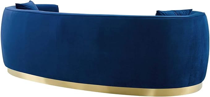 Modway EEI-3408-NAV Resolute Curved Performance Velvet Sofa, Navy