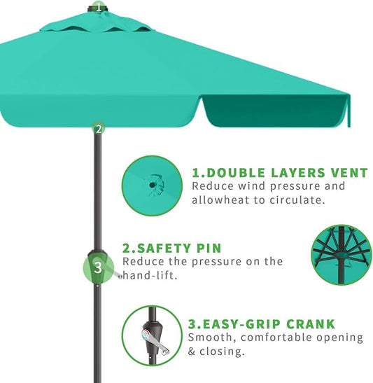 AreShark 11FT Patio Umbrella Table Market Umbrella w/Crank Outdoor Umbrellas for Garden, Deck, Backyard, Pool and Beach, Cerulean