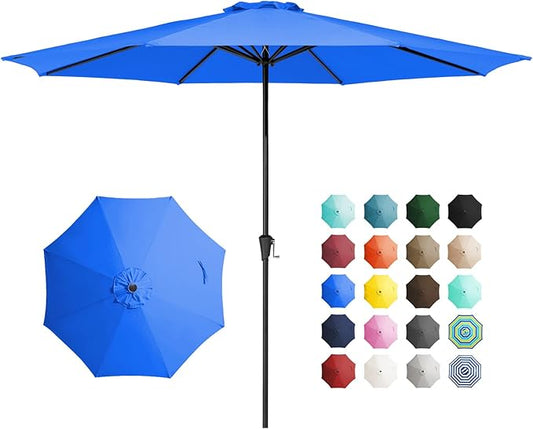 JEAREY 11' Patio Umbrellas Outdoor Table Market Umbrella w/Crank, 8 Sturdy Ribs, UV Protection Windproof for Garden, Deck, Backyard, Pool(Royal Blue)