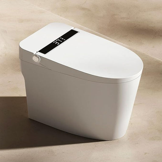 BONSAM Smart Toilet with Heated Seat, Modern Tankless Toilet with Bidet Built In, One Piece Toilet with Foot Kick Operation, Remote Control (Auto Flush, Auto Flush)