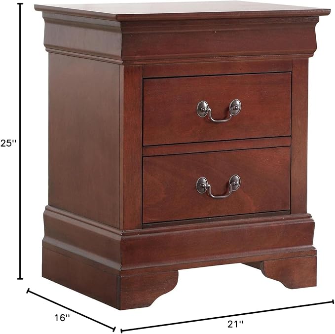 Glory Furniture Lewis 2-Drawer Wood Nightstand Cherry Stained