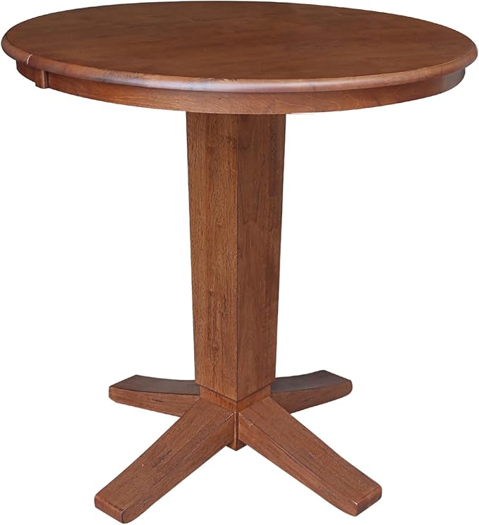 IC INTERNATIONAL CONCEPTS 36" Solid Wood Round Top Pedestal Dining Table with 12" Leaf - 36.1" H