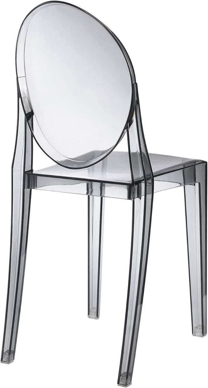Modway Casper Modern Acrylic Stacking Kitchen and Dining Room Chair in Smoke - Fully Assembled