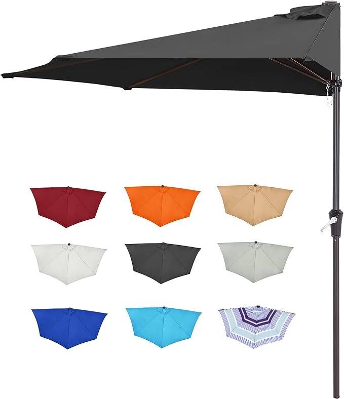 ABCCANOPY Patio Umbrella 10FT - Outdoor Half Umbrellas for Patio, Backyard, Garden, Deck (Deep Gray)