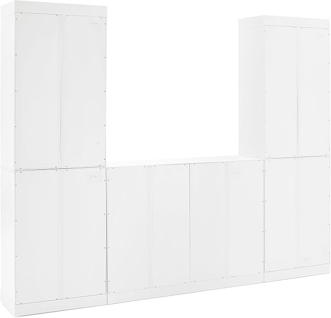 Crosley Furniture Stanton 3-Piece Sideboard Buffet Cabinet and Glass Door Kitchen Storage Pantry Set, White