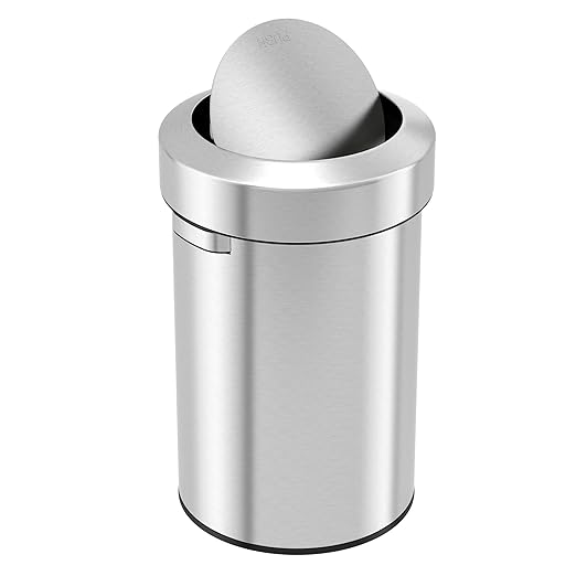 iTouchless, Restaurant, Office and Kitchen Titan 17 Gallon Swing Open Trash, Stainless Steel Self-Balance Flip Top Lid Commercial Grade 64 Liter Garbage Can is Perfect for Business, Softstep 17 Gal