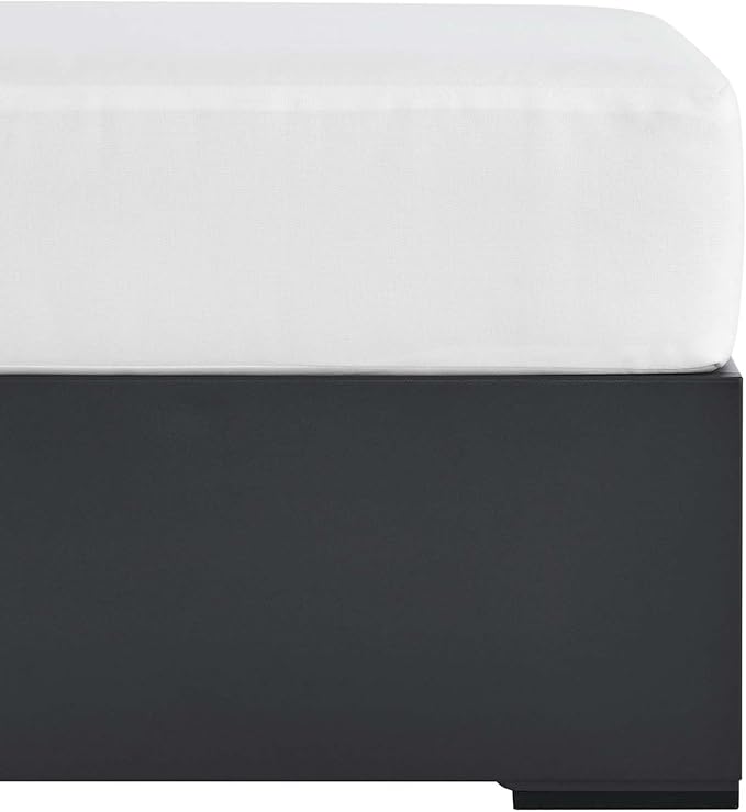 Modway Tahoe Aluminum Ottoman in Gray White with Weather-Resistant Cushion-Ideal as Outdoor Footstool, Patio or Sunroom Furniture