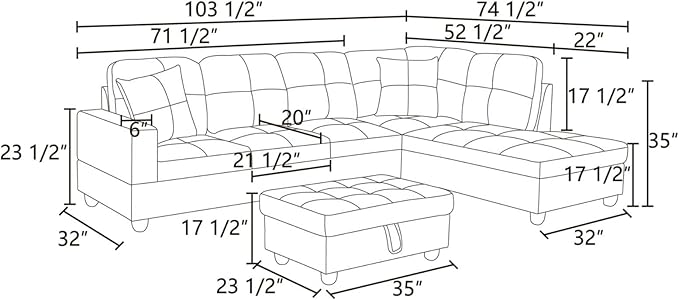 Miscoos Living Room Furniture Sofa Sofabed, Grey