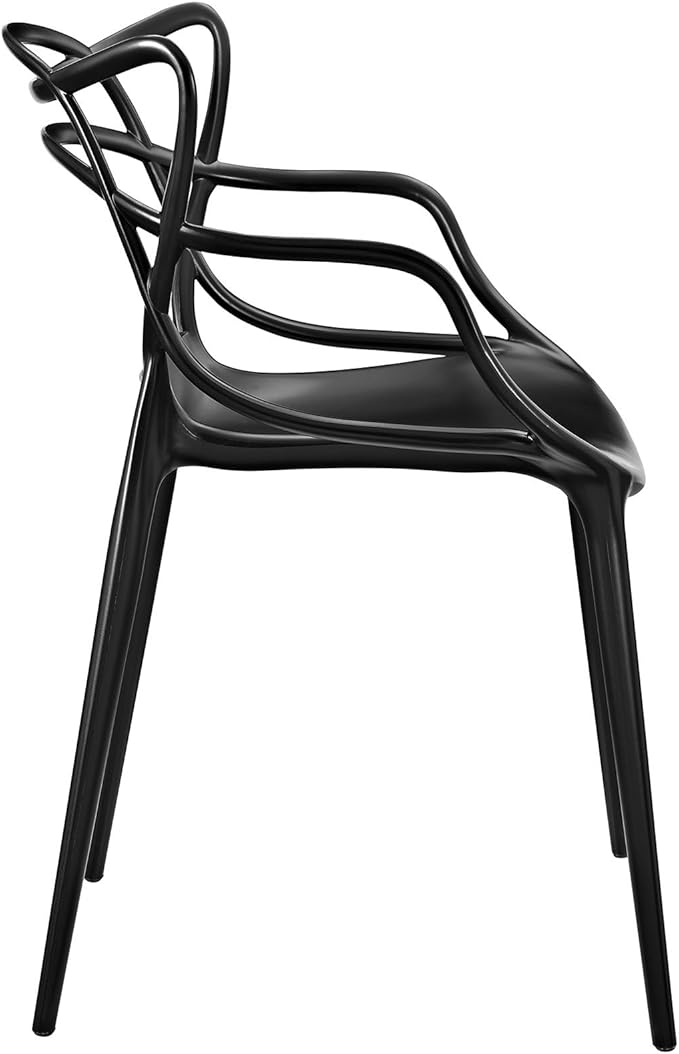 Modway Entangled Modern Molded Plastic Kitchen and Dining Room Arm Chair in Black - Fully Assembled