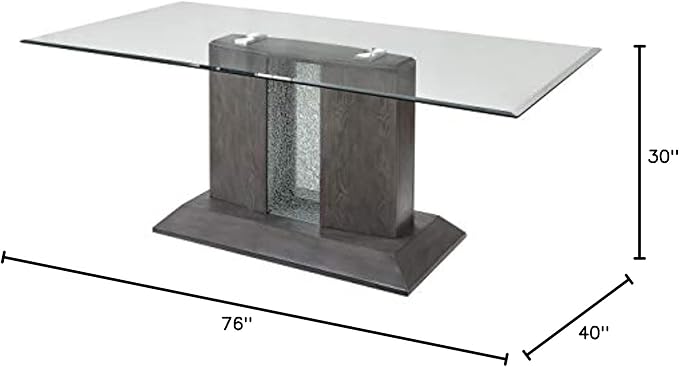 Acme Bernice Dining Table in Gray Oak & Glass Top
