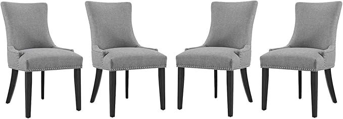 Modway EEI-3497-LGR Marquis Dining Chair Fabric Set of 4, Light Gray