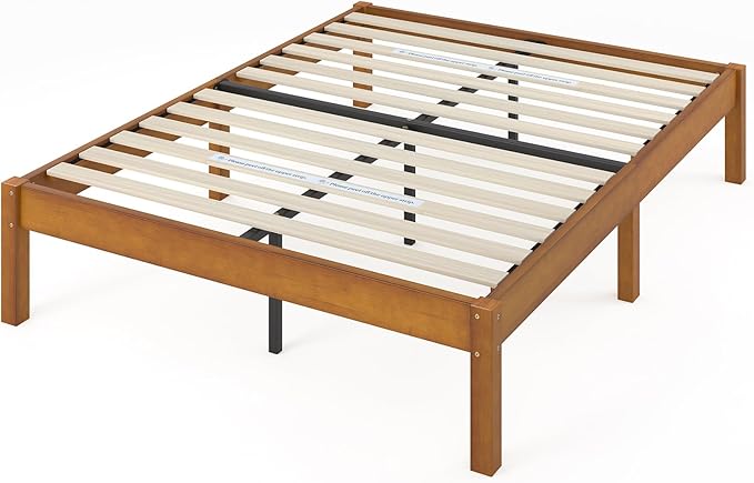 Zinus Ellie 14 Inch King Bamboo Platform Bed Frame, Wood Slat Support, No Box Spring Needed, Easy Assembly, Brown