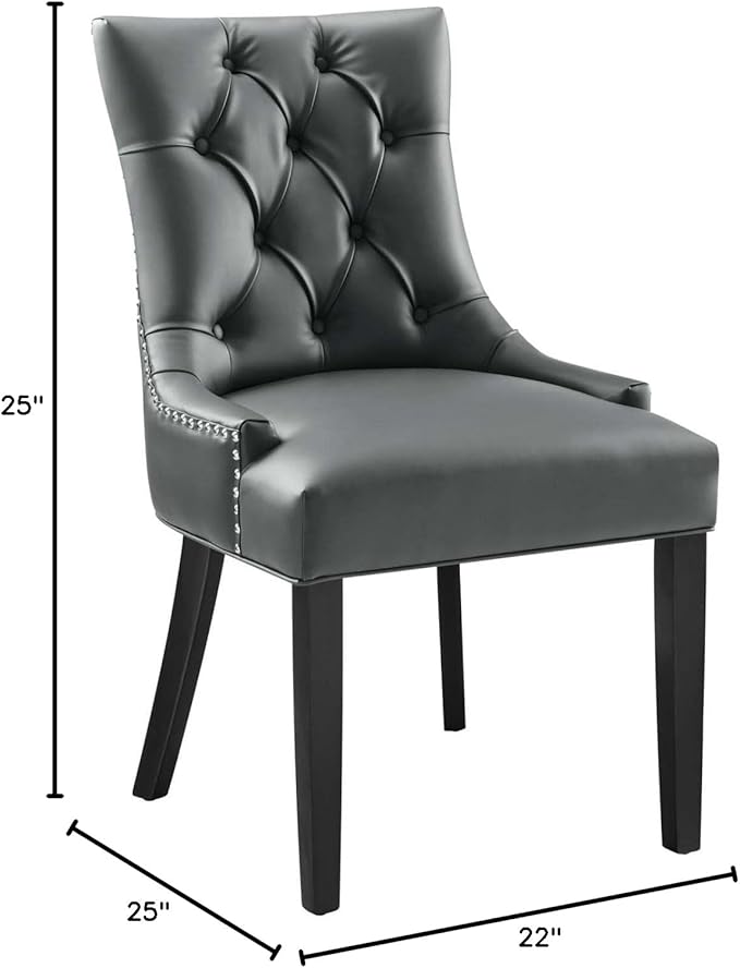 Regent Tufted Vegan Leather Dining Chair in Gray