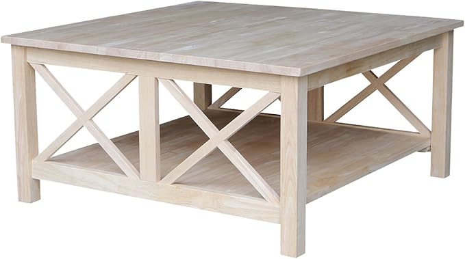 Solid Wood Hampton Square Coffee Table, Unfinished