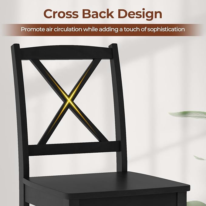 Giantex Wood Dining Chairs Set of 4, Armless Kitchen Chairs w/Rubber Wood Legs & Curved Backrest, Farmhouse Cross Back Diner Chairs, Wooden Side Chairs for Home Dining Room, Load 400 LBS, Black