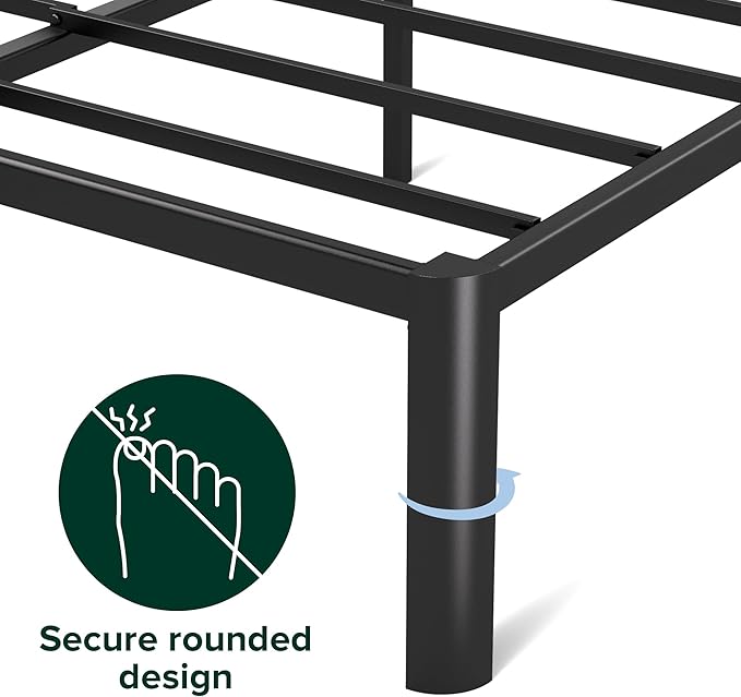 Zinus Van 16 Inch King Metal Platform Bed, Steel Slat Support, No Box Spring Needed, Eco Friendly WonderBox Packaging, Easy Assembly, Black