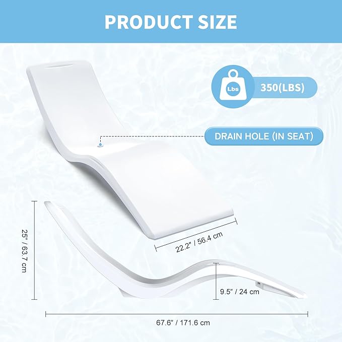 in Pool Lounge Chairs,Pool Lounger for Sun Shelf,Waterproof Patio Furniture with Weather-Resistant Design,Beach & Shallow Water Relaxation,1PC
