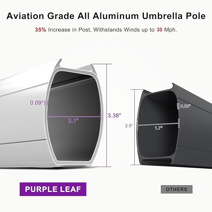 PURPLE LEAF 11 Feet Patio Umbrella Outdoor Round Umbrella Large Cantilever Umbrella Windproof Offset Heavy Duty Sun for Garden Deck Pool Patio, Terra