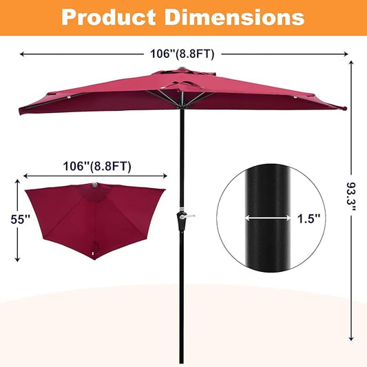 OLIXIS Patio Umbrella with Tilt and Crank Button & Sturdy Ribs Waterproof, Patio Table Umbrella Perfect for Poolside, Terrace, Beach and Outdoor Restaurant