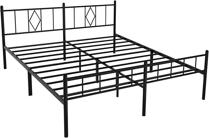 14 Inch California King Size Bed Frames with Headboard/Footboard, Under Bed Storage, Strong Metal Slats Support, No Box Spring Needed, Noise Free, Easy Assembly, Black