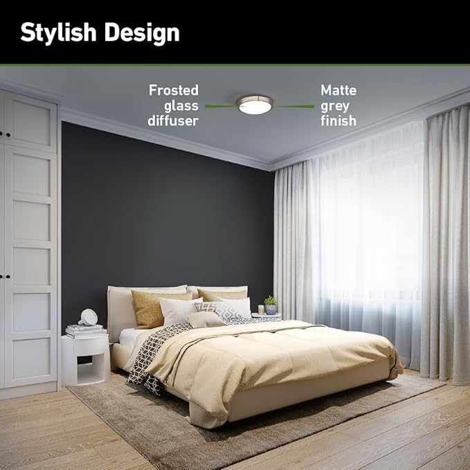 Good Earth Lighting Majestic 14-in LED Ceiling Fixture, 1700 Lumens, Dimmable, Matte Grey