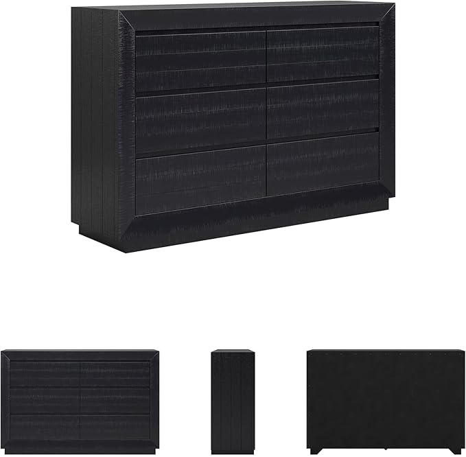 Signature Design by Ashley Londer Casual 6-Drawer Dresser with Safety Stop and Felt Lined, Black
