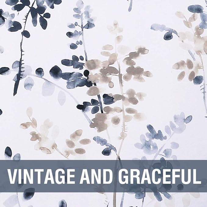 H.VERSAILTEX Blackout Curtains for Living Room Darkening Thermal Insulated Panels 84 Inch Long Light Blocking Grommet Curtains/Drapes, 2 Panels, Vintage Classical Floral Printing Bluestone and Taupe