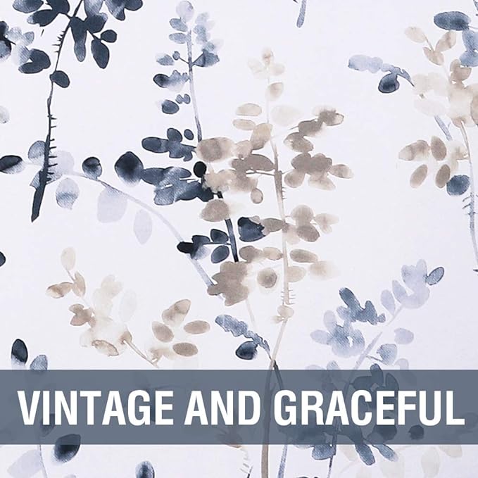 H.VERSAILTEX Blackout Curtains 45 Inch Length 2 Panels Set Room Darkening Thermal Curtains for Bedroom Sound Proof Grommet Floral Curtains, Vintage Classical Floral Printing Bluestone and Taupe