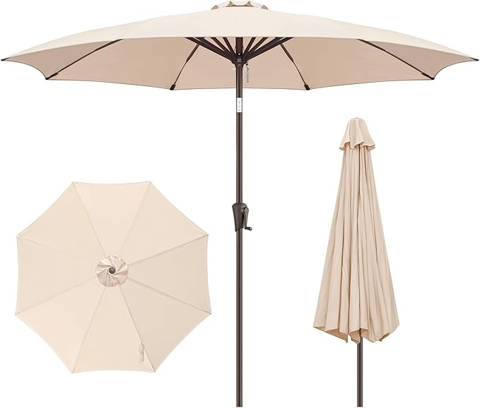 10ft Outdoor Patio Umbrella - Table Umbrella Waterprool UV Protection, Sombrillas de Patio with Push Button Tilt, Sun Umbrella for Pool, Porch, Garden, Deck, Backyard (Beige)