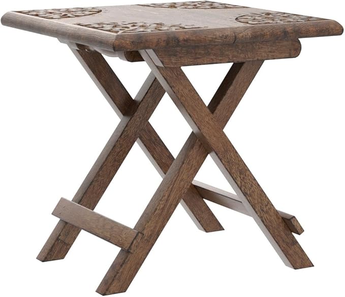 Tribe Azure Fair Trade Small Altar Table, Meditation Altar, Puja, Wood Wiccan Altar Table Buddhist, Tea Japanese, Small Low Side Table Dragon (Folding Small Floral)