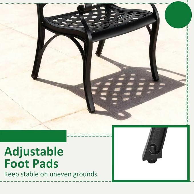 Cast Aluminum Patio Chairs of 2, Outdoor Dining Chairs Set, Aluminum Patio Chairs with Armrest for Garden, Backyard, Poolside, Balcony