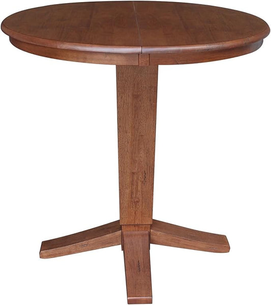 IC INTERNATIONAL CONCEPTS 36" Solid Wood Round Top Pedestal Dining Table with 12" Leaf - 36.1" H