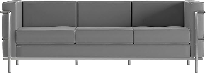 Flash Furniture Hercules Regal Series Contemporary Gray LeatherSoft Sofa with Encasing Frame