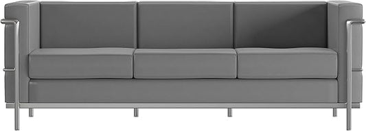 Flash Furniture Hercules Regal Series Contemporary Gray LeatherSoft Sofa with Encasing Frame
