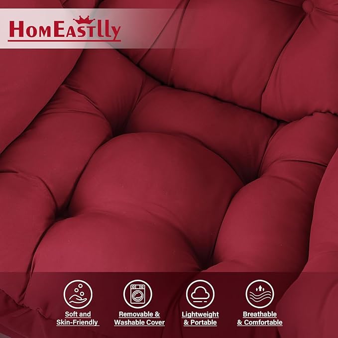 Lazy Chair with Ottoman, Large Burgundy Accent Chair with Ottoman, Comfy Reading Armchair, Leisure Sofa Chair for Living Room, Bedroom, Dorm Room, Office