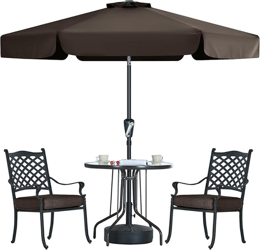 MASTERCANOPY 7.5ft Patio Umbrella with Valance, Crank and Tilt – 6 Ribs Outdoor Market Umbrella, UV/Fade Resistant, Waterproof Canopy with Wind Vent for Garden, Deck, Backyard, Pool (Brown)