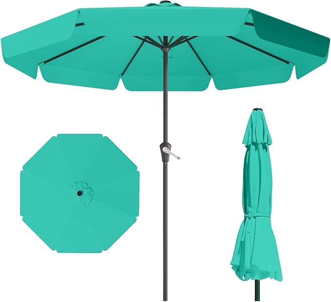 AreShark 11FT Patio Umbrella Table Market Umbrella w/Crank Outdoor Umbrellas for Garden, Deck, Backyard, Pool and Beach, Cerulean